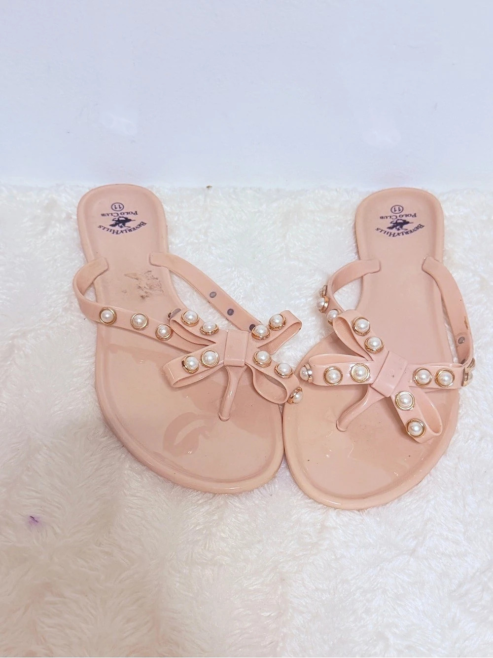 Beverly Hills Polo Club Embellished Sandals Pink US 11